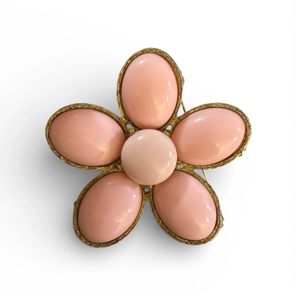 Large Pink Floral Brooch